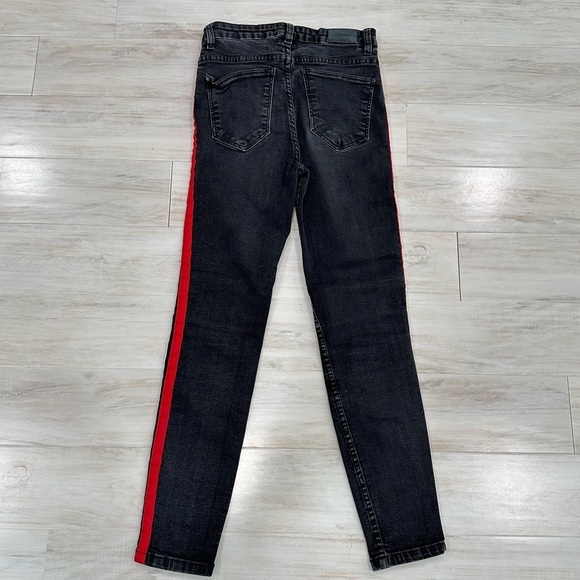 Zara Black Skinny Jeans with Tuxedo Stripes - Picture 3 of 6